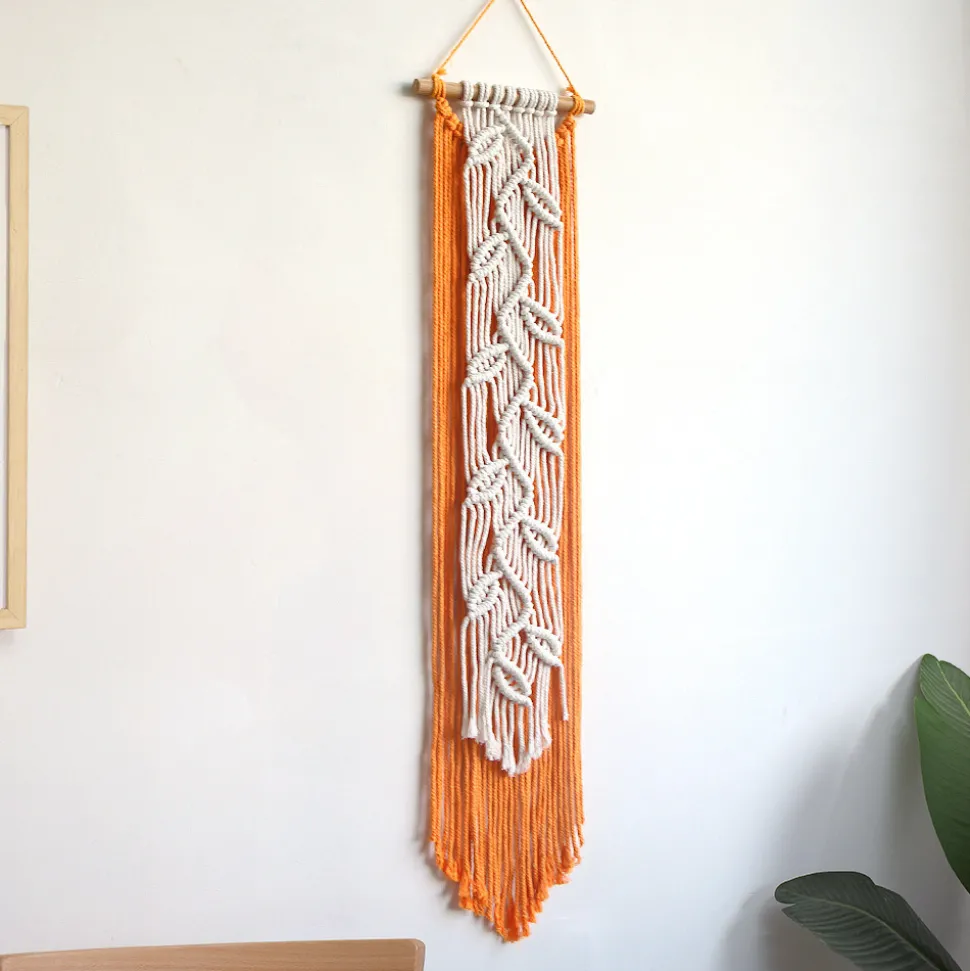 DOWNYPAWS - Tapis mural en coton bohème feuilles franges