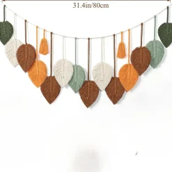 DOWNYPAWS - Tapis mural en forme de feuille en coton tissé à la main (80x38 cm)