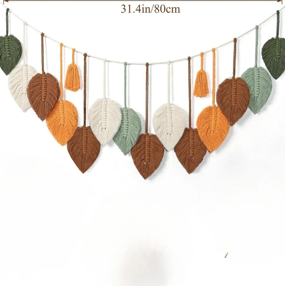 DOWNYPAWS - Tapis mural en forme de feuille en coton tissé à la main (80x38 cm)