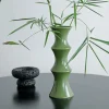 DOWNYPAWS - Vase décoratif en céramique en forme de bambou vert