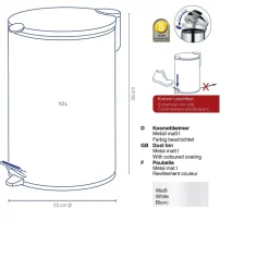 DR BECKMANN - Kela line poubelle à pédale 12l blanc - 10641
