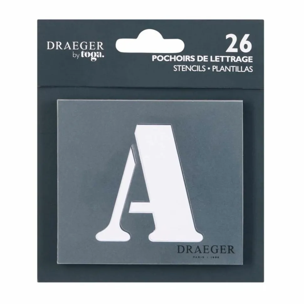 DRAEGER - 26 pochoirs lettres alphabet - 9 cm
