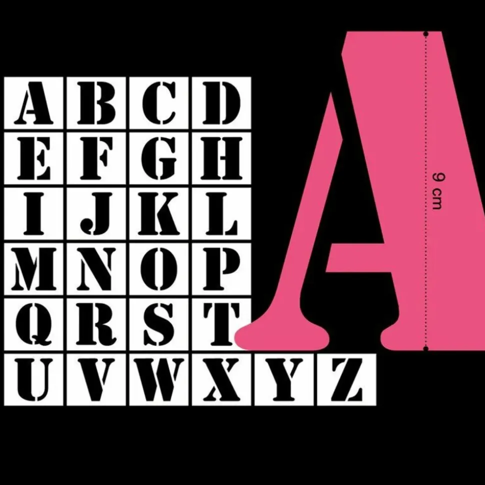 DRAEGER - 26 pochoirs lettres alphabet - 9 cm