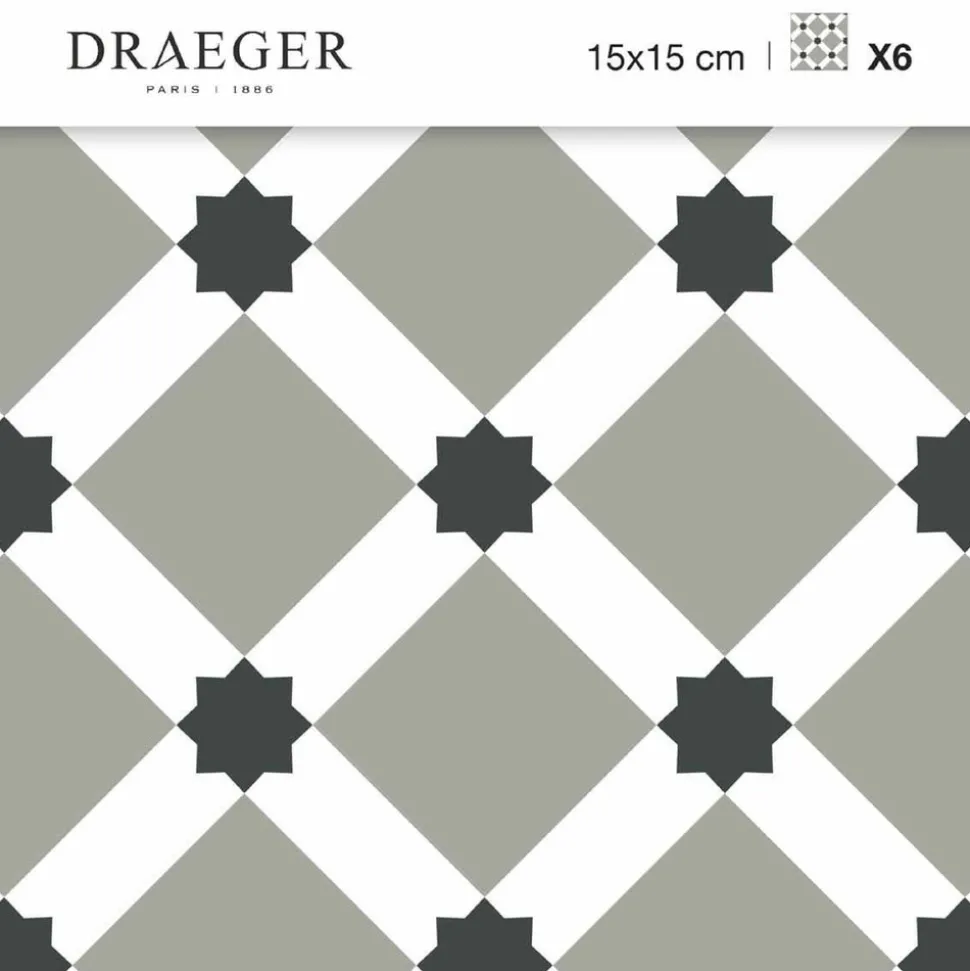 DRAEGER - Stickers carrelage 15 x 15 cm - carreaux étoilés