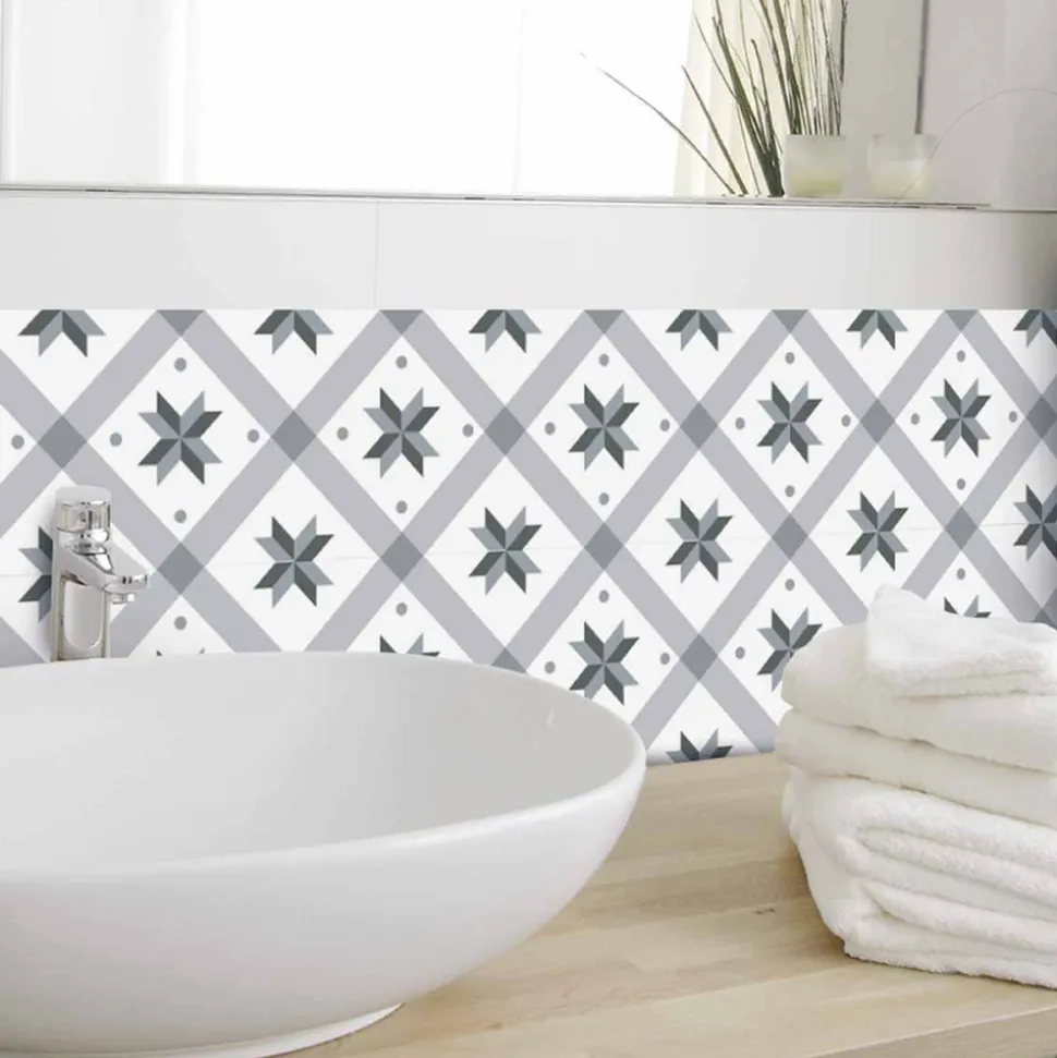 DRAEGER - Stickers carrelage 15 x 15 cm - étoile grise