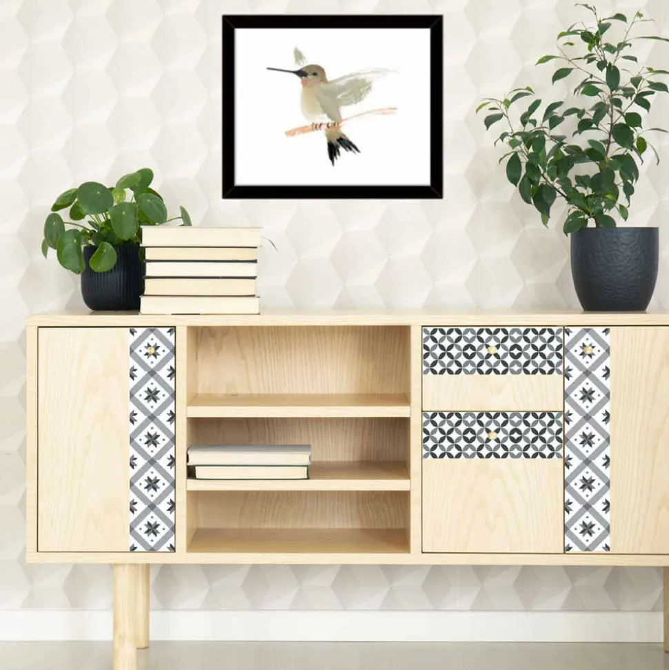 DRAEGER - Stickers carrelage 15 x 15 cm - étoile grise