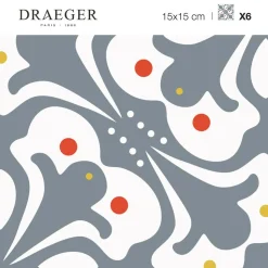 DRAEGER - Stickers carrelage 15 x 15 cm - motif gris et blanc