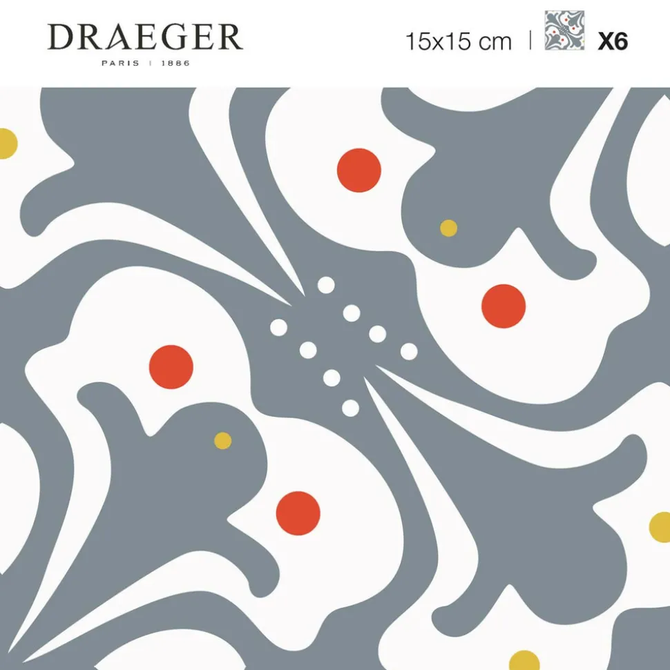 DRAEGER - Stickers carrelage 15 x 15 cm - motif gris et blanc
