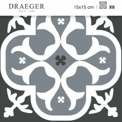 DRAEGER - Stickers carrelage 15 x 15 cm - lys noir