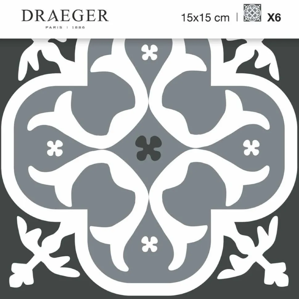 DRAEGER - Stickers carrelage 15 x 15 cm - lys noir