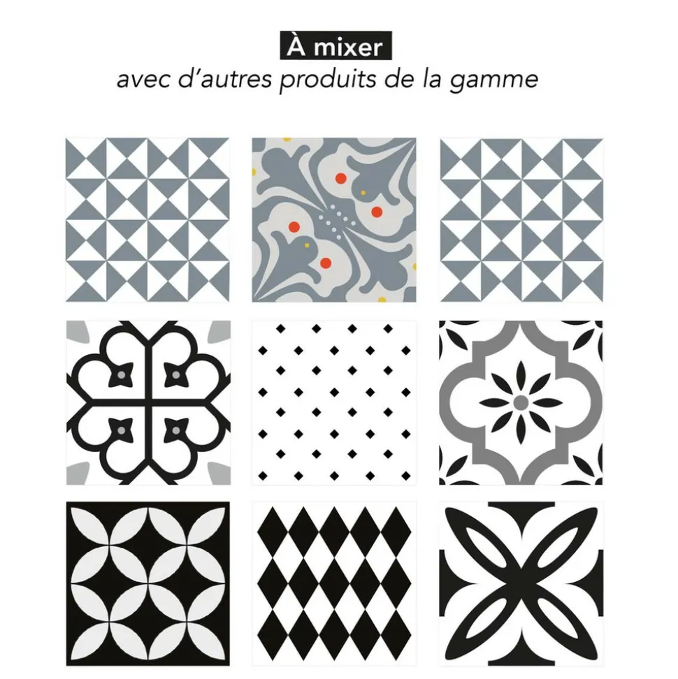 DRAEGER - Stickers carrelage 15 x 15 cm - triangles gris et blanc