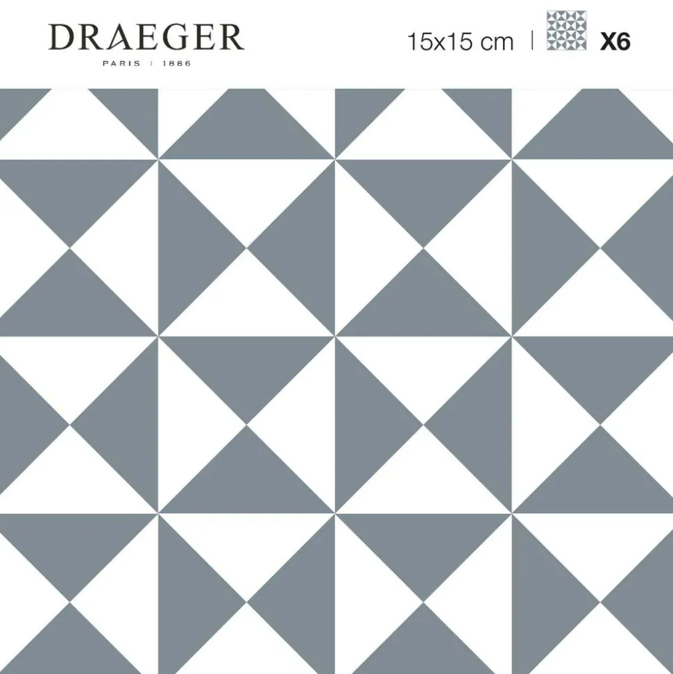 DRAEGER - Stickers carrelage 15 x 15 cm - triangles gris et blanc