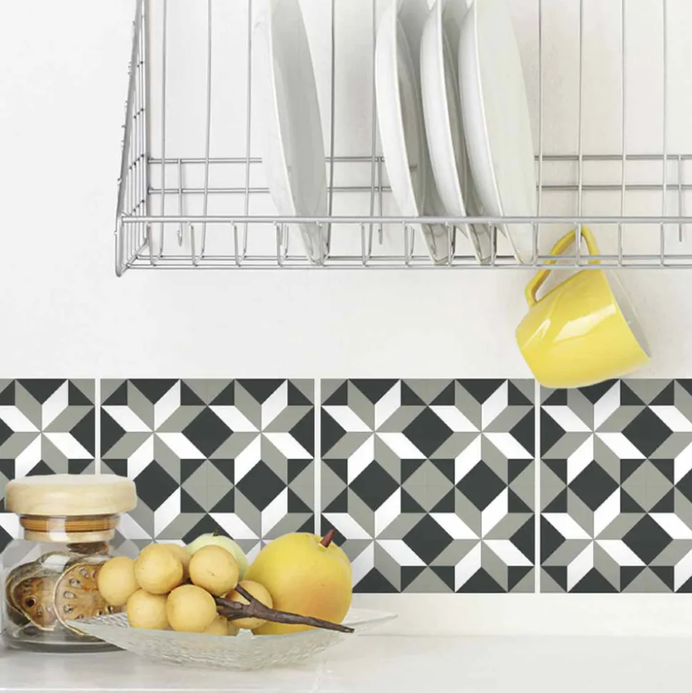 DRAEGER - Stickers carrelage 15 x 15 cm - étoiles géométriques