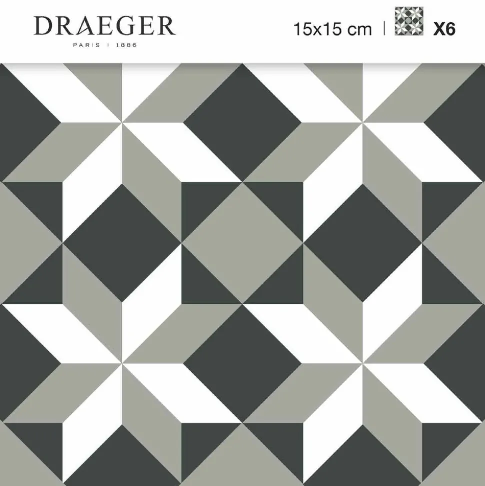 DRAEGER - Stickers carrelage 15 x 15 cm - étoiles géométriques