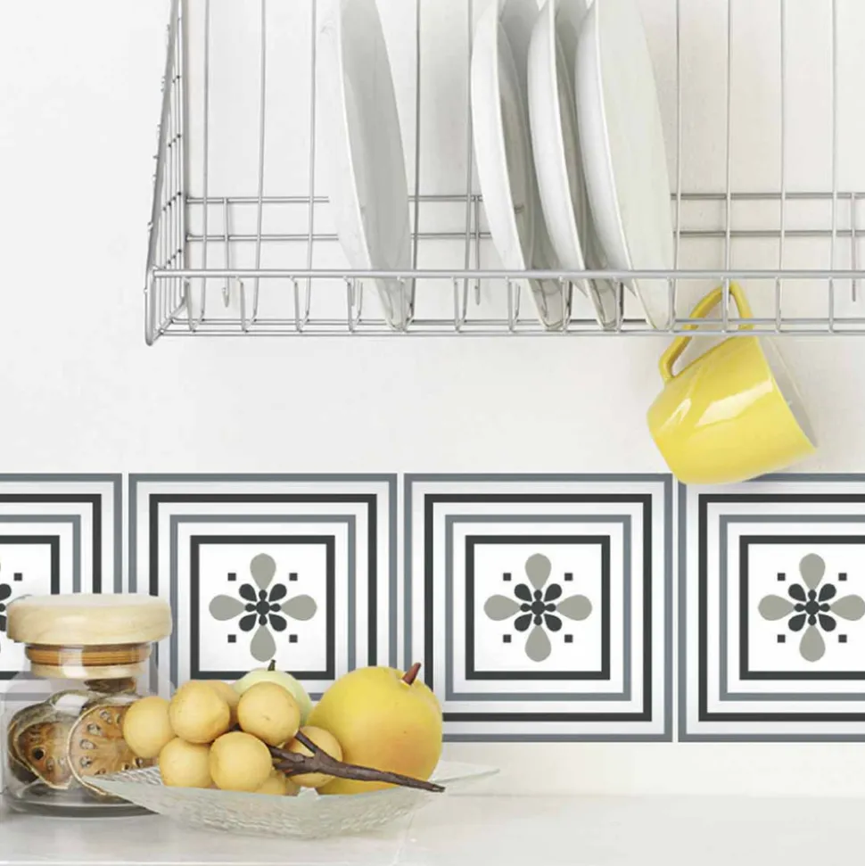 DRAEGER - Stickers carrelage 15 x 15 cm - fleur de lys graphique