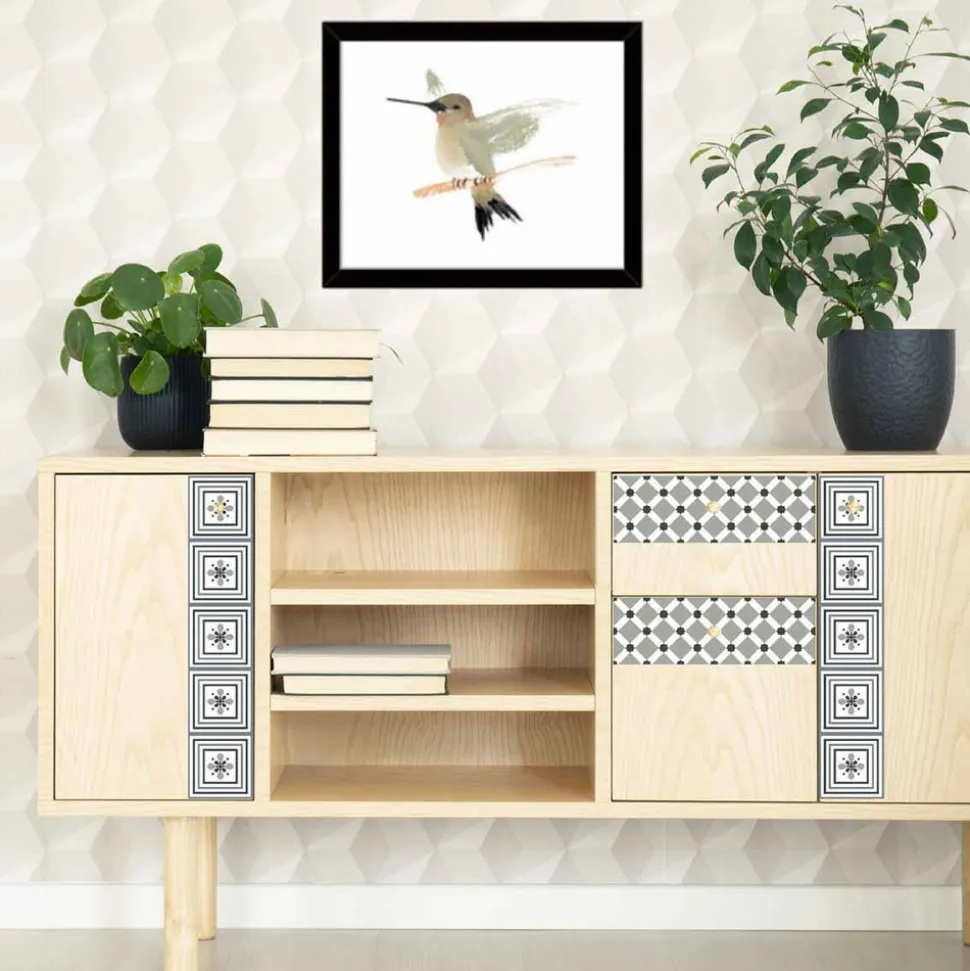 DRAEGER - Stickers carrelage 15 x 15 cm - fleur de lys graphique