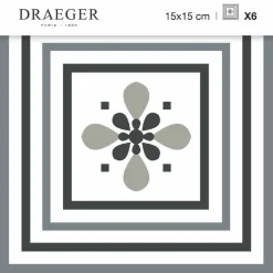 DRAEGER - Stickers carrelage 15 x 15 cm - fleur de lys graphique