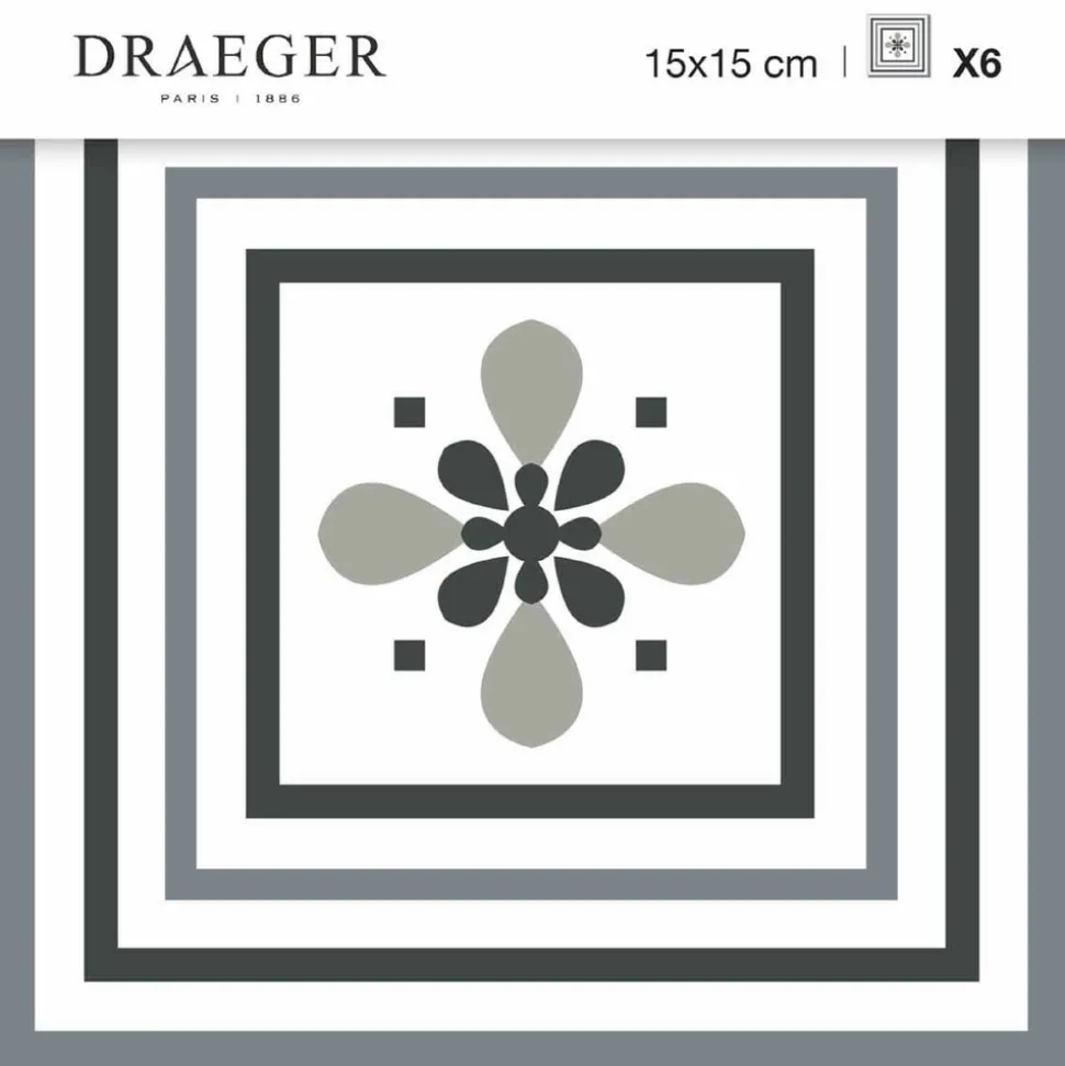 DRAEGER - Stickers carrelage 15 x 15 cm - fleur de lys graphique