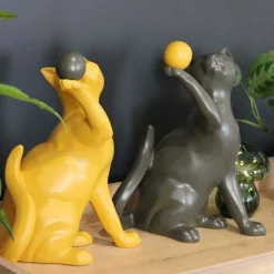 DRIMMER - Statuette en céramique chat avec balle shadow