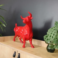 DRIMMER - Statuette taureau rouge en céramique feria