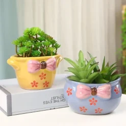 DTOPBUYAGE - Pot céramique coloré 12x10x7cm fleurs