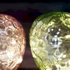 EDELWEISS - Lot de 3 lampes cremona pomme led en verre 16x16x17cm