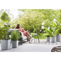 ELHO - Pot Greensense Aqua Care ciment carré, à reservoir d'eau - L.30cm