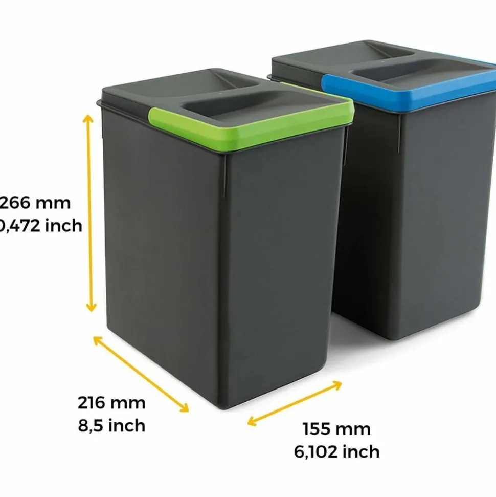 EMUCA - Bacs de tri pour tiroir de cuisine recycle 2 bacs de 7 litres