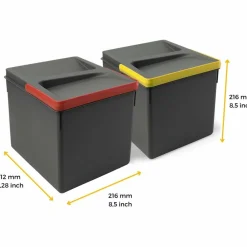 EMUCA - Bacs de tri pour tiroir de cuisine recycle 2 bacs de 12 litres