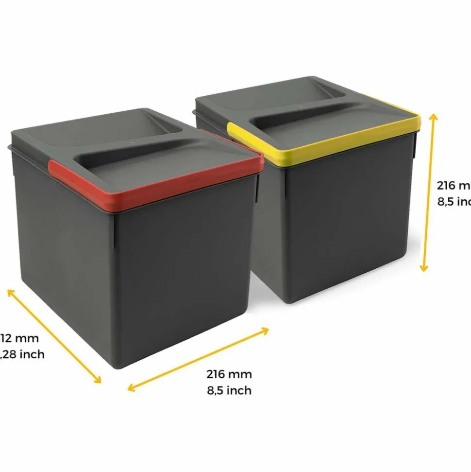 EMUCA - Bacs de tri pour tiroir de cuisine recycle 2 bacs de 12 litres