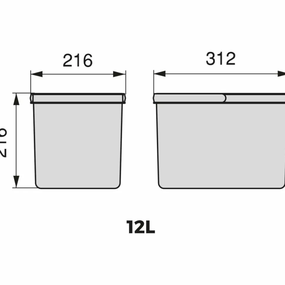 EMUCA - Bacs de tri pour tiroir de cuisine recycle 2 bacs de 12 litres