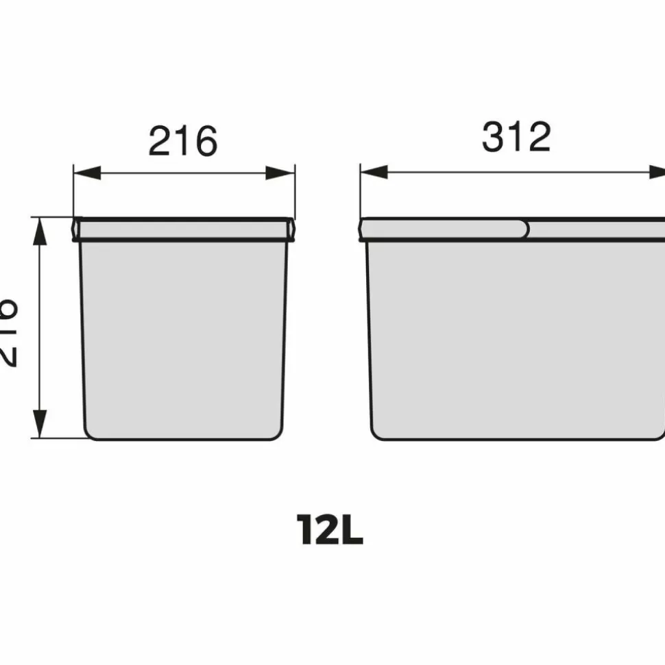 EMUCA - Bacs de tri pour tiroir de cuisine recycle 1 bac de 12 litres