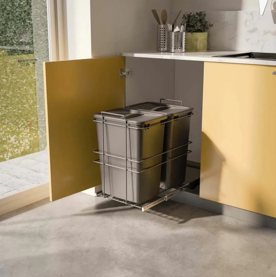 EMUCA - Poubelle de recyclage 2 bacs de 35 l recycle