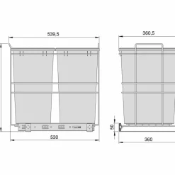 EMUCA - Poubelle de recyclage 2 bacs de 35 l recycle