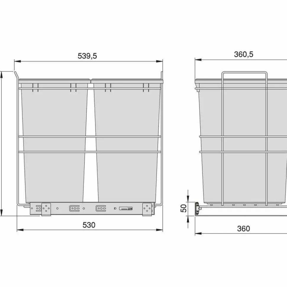 EMUCA - Poubelle de recyclage 2 bacs de 35 l recycle