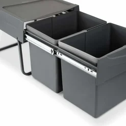 EMUCA - Poubelle de recyclage pour la cuisine 2 bacs de 15 litres cook