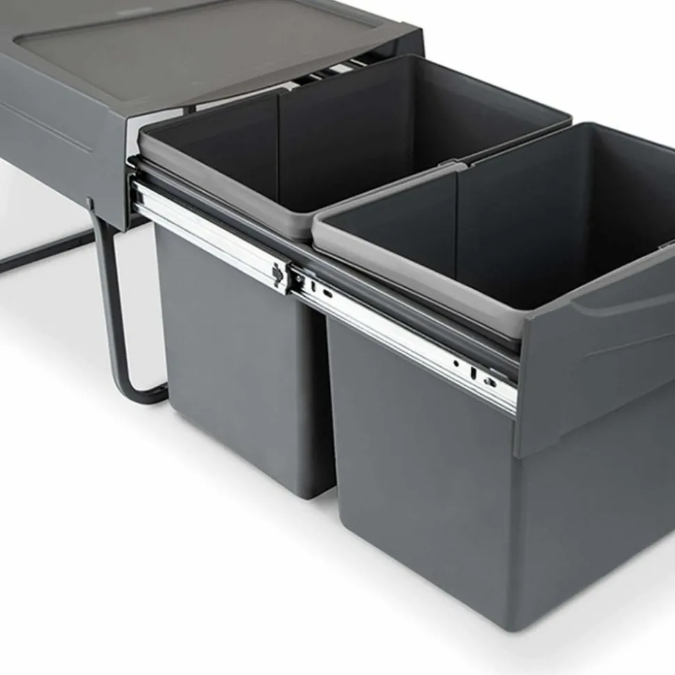 EMUCA - Poubelle de recyclage pour la cuisine 2 bacs de 15 litres cook