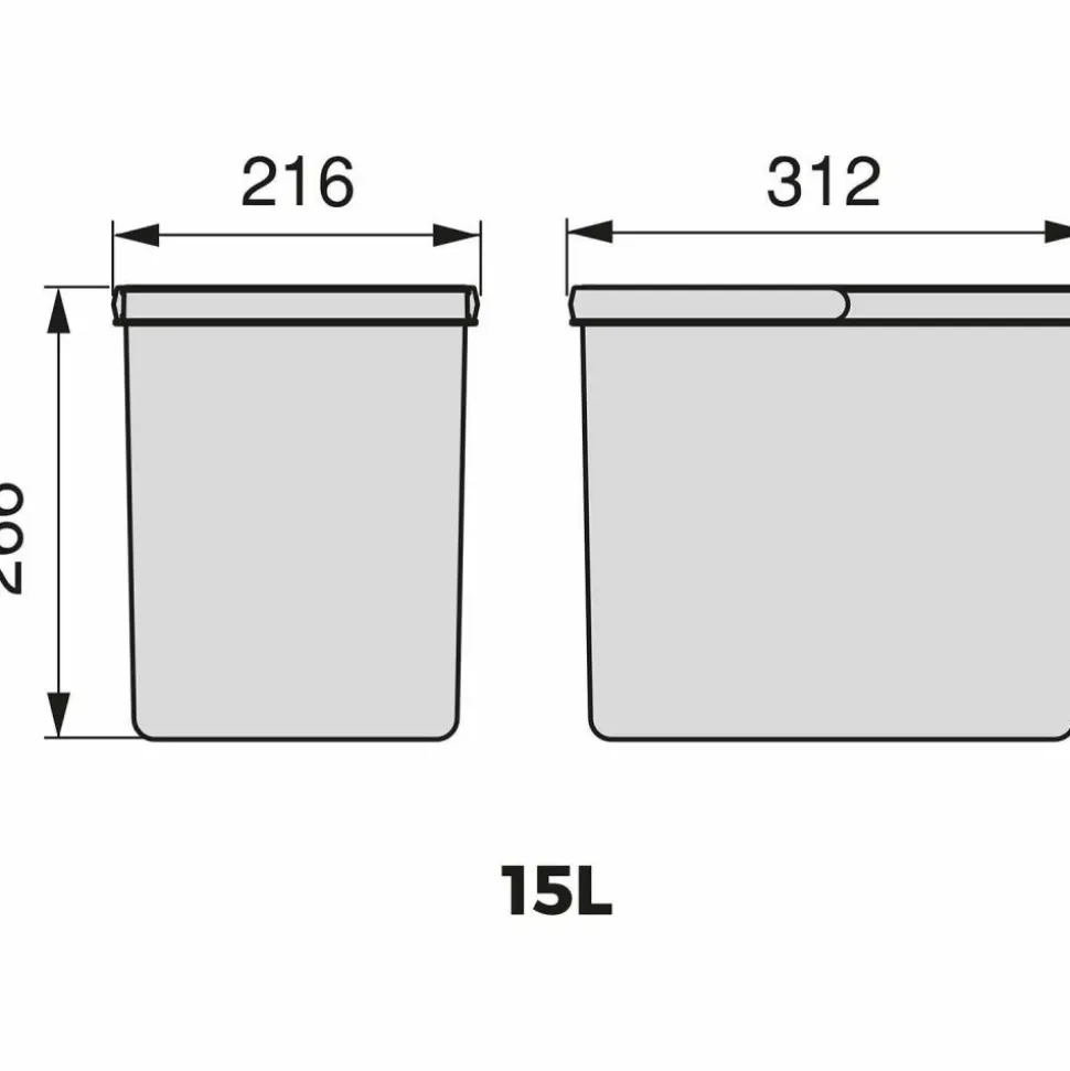 EMUCA - Poubelle pour tiroir de cuisine 15 litres recycle
