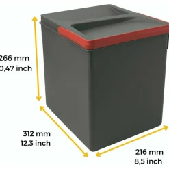 EMUCA - Poubelle pour tiroir de cuisine 15 litres recycle