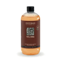 ESTEBAN - Recharge pour bouquet parfumé Teck et Tonka - flacon de 500 ml