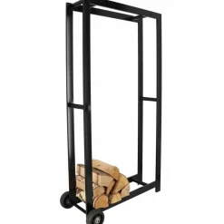 FANCY FLAMES - Porte bûches en métal avec 2 roues