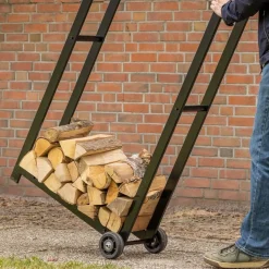 FANCY FLAMES - Porte bûches en métal avec 2 roues