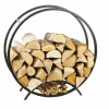 FARM COOK - Rack à bûches rond niri en acier noir avec pieds ø 80 cm