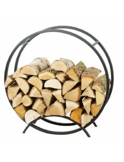 FARM COOK - Rack à bûches rond niri en acier noir avec pieds ø 80 cm