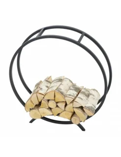 FARM COOK - Rack à bûches rond niri en acier noir avec pieds ø 80 cm