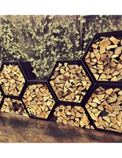 FARM COOK - Range bûches hexagonal modulable harena en acier naturel