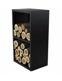 FARM COOK - Range bûches rectangulaire loli en acier noir 45x30x80 cm