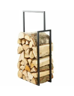 FARM COOK - Range bûches soa en acier noir-50x20x90 cm-50 --