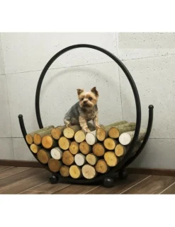 FARM COOK - Range-bûches rond spiral en acier noir 80 cm