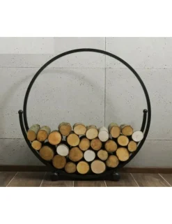 FARM COOK - Range-bûches rond spiral en acier noir 80 cm